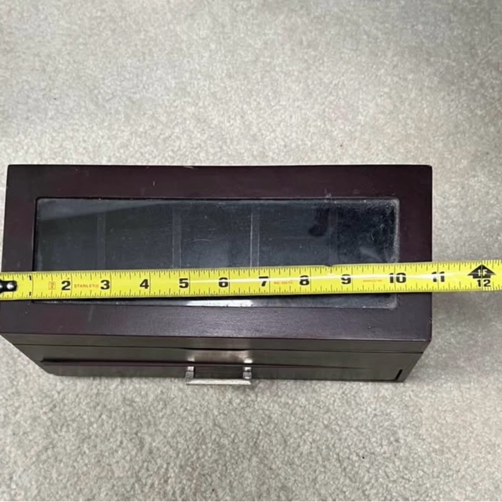 Cherry 5 Watches Wooden Jewelry Box with Glass Top and Draw GUC ❤️ - Picture 4 of 6